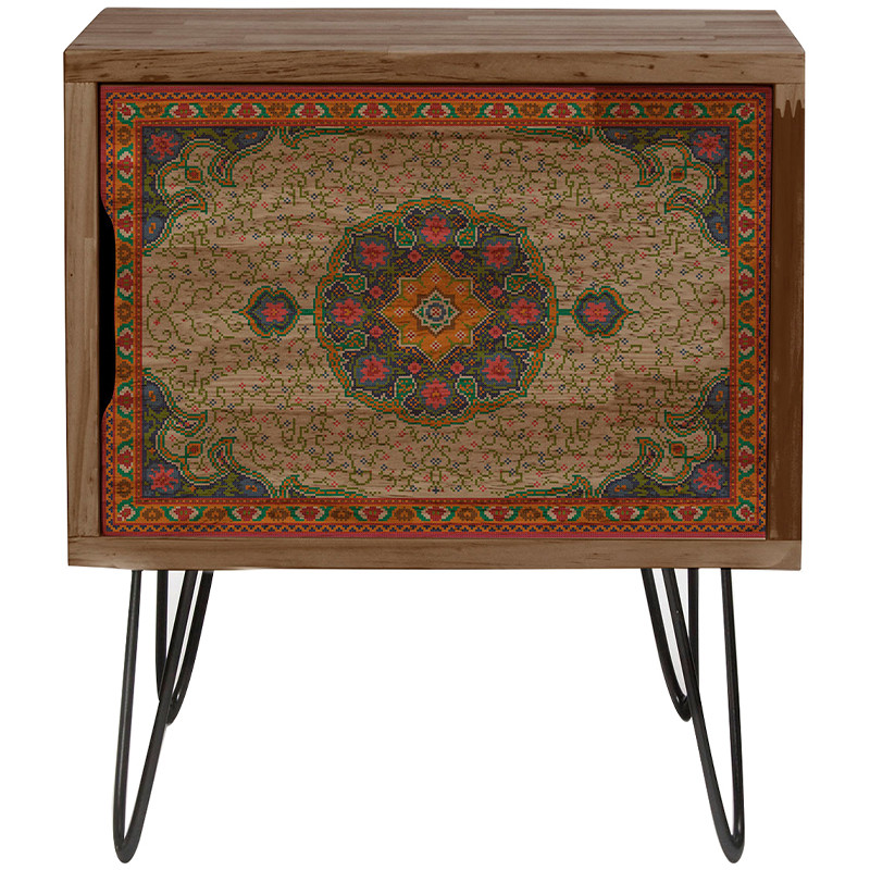 Тумба деревянная с узорами на дверце Persian Carpet Print Nightstand