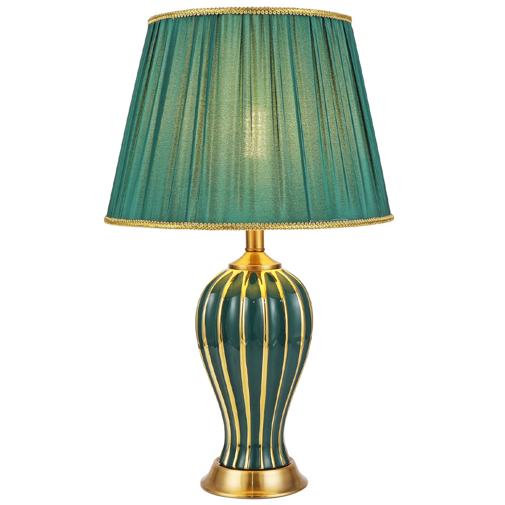 Настольная лампа с абажуром Celestina Green  Gold Lampshade Table Lamp