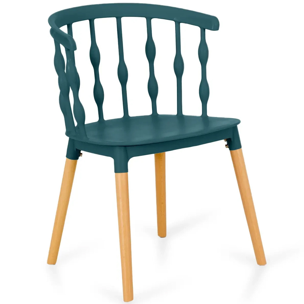 Пластиковый стул на ножках из массива бука Ferret Spiral Green
