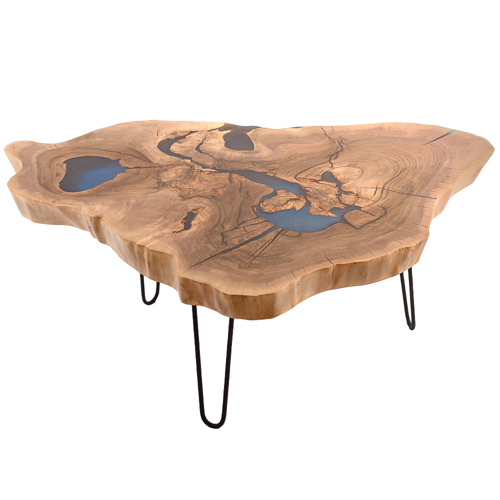 Кофейный стол со столешницей из орехового дерева и эпоксидной смолы Clem Coffee Table