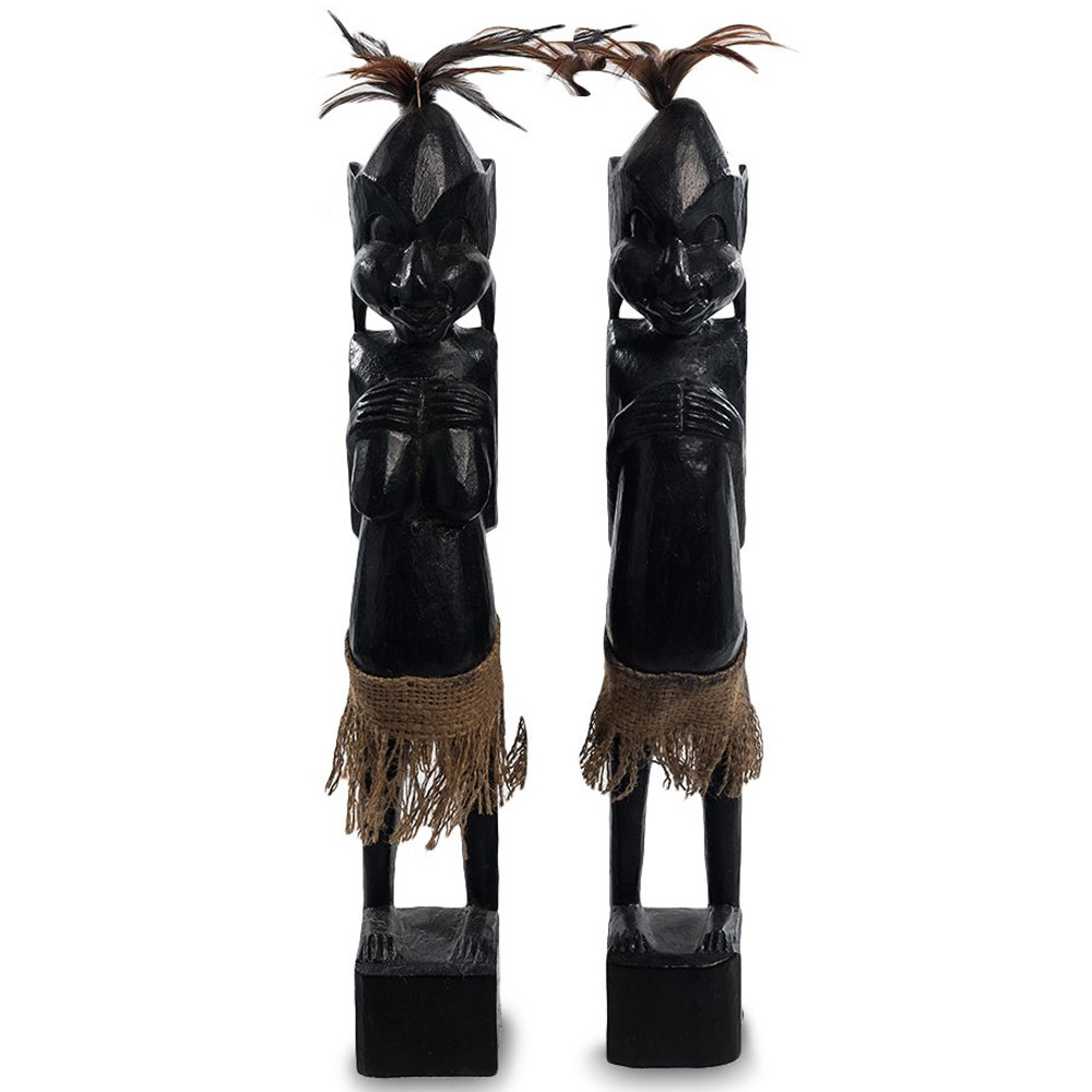 Комплект из 2-х деревянных статуэток Asmat Wooden Statuettes Black