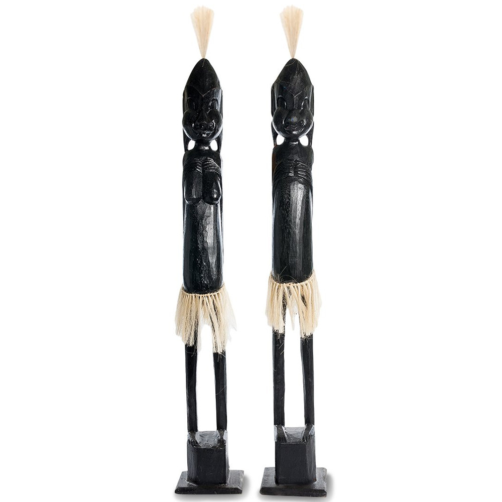 Комплект из 2-х деревянных статуэток Asmat Tall Statuettes Black