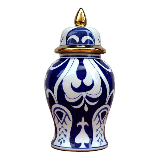 Китайская чайная ваза с крышкой Blue Pattern