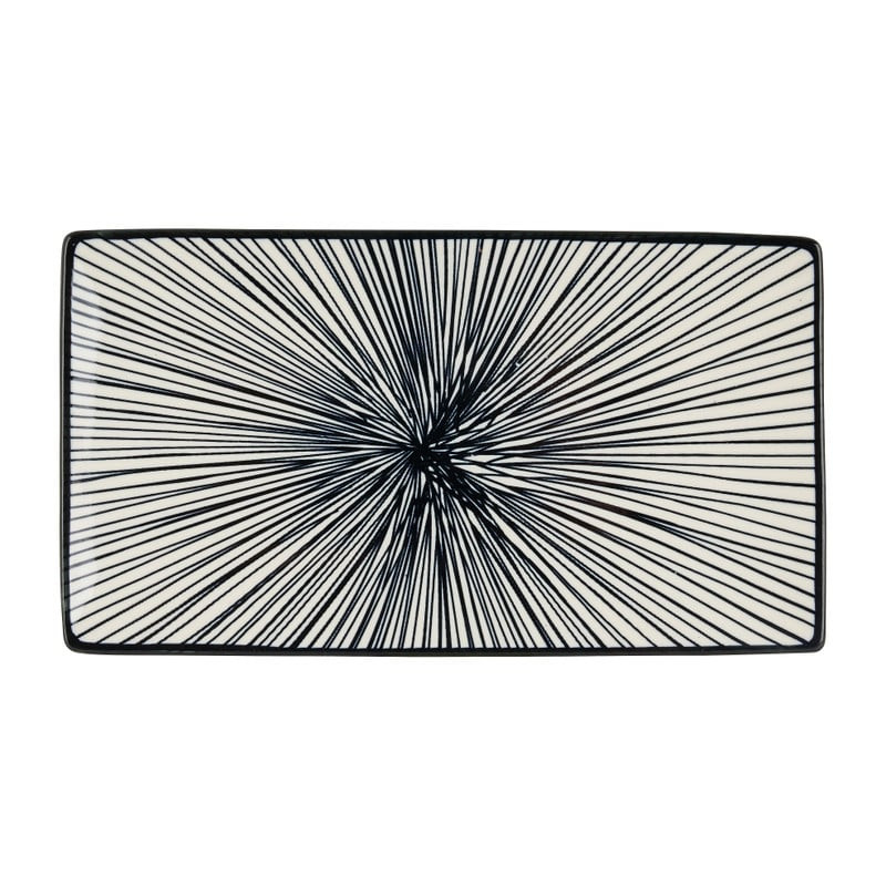 Tapas bord Sevilla - zwarte lijnen - 21.5x12 cm