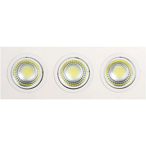 LED Spot - Inbouwspot 3-lichts - Rechthoek 15W - Helder/Koud Wit 6400K - Mat Wit Aluminium - Kantelbaar 255x93mm