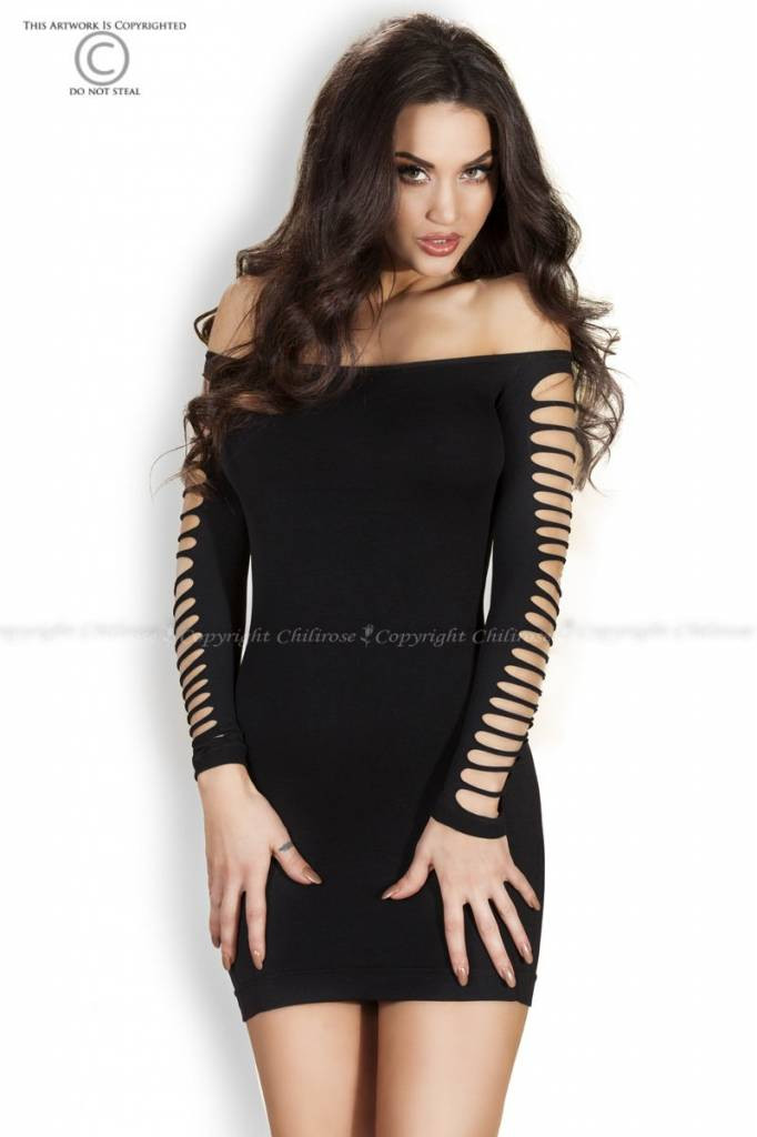 * CHILIROSE Zwart naadloze jurk CR3608-B