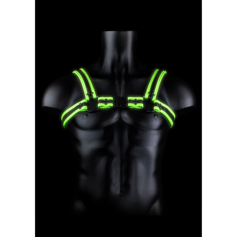 Ouch! by Shots Buckle Harness - Glow in the Dark - S/M