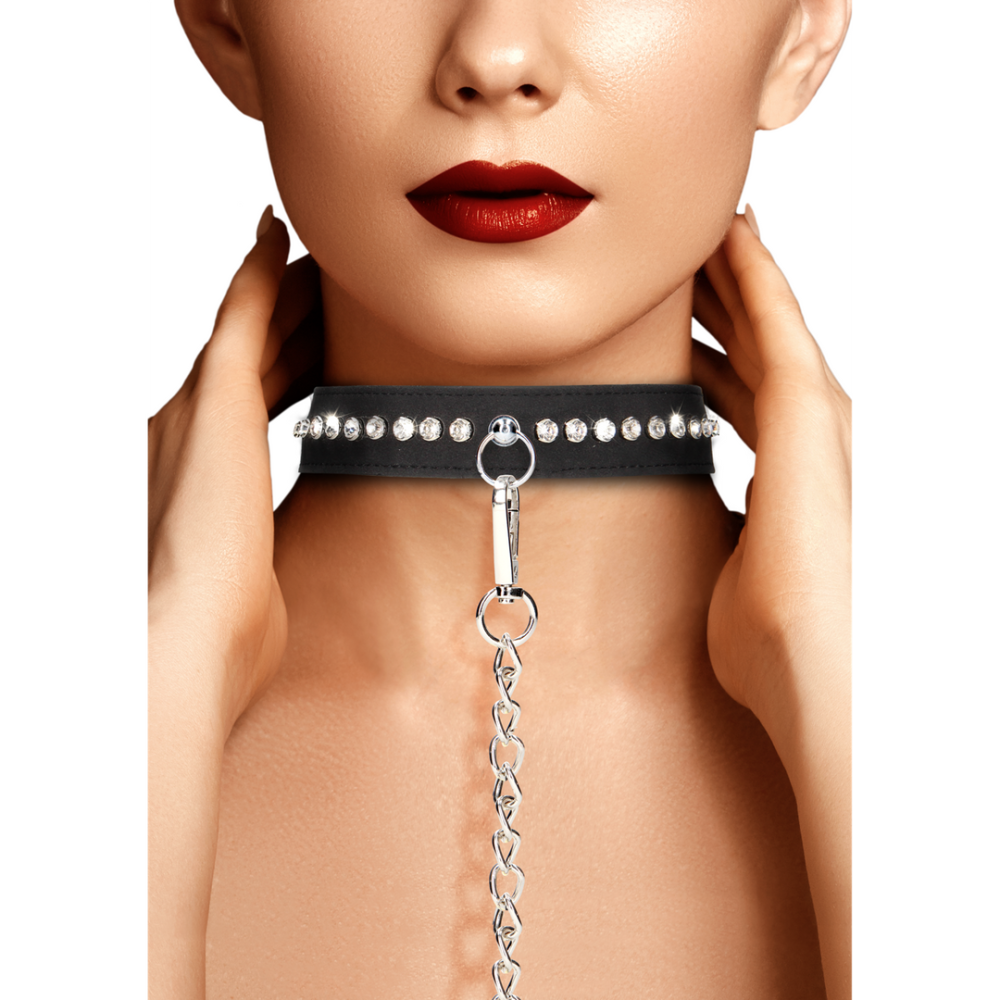 Ouch! by Shots Diamond Studded Collar with Leash