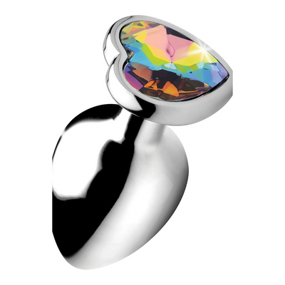 XR Brands Rainbow Prism - Heart Butt Plug - Large