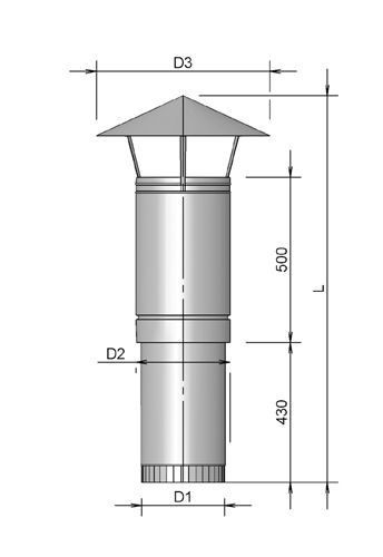 Burgerhout Ventilatie Dakdoorv + Kap 400 Zwart