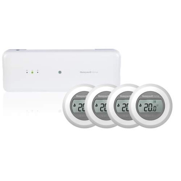 Honeywell Home Vloerverwarming Pakket HCC100 + 4x Honeywell Round Draadloos Aan/uit