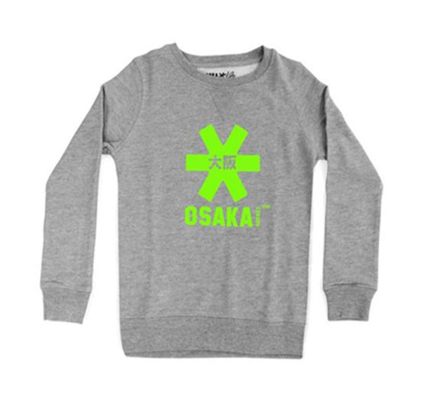 Trui Deshi Sweater Grey Melange Green Logo