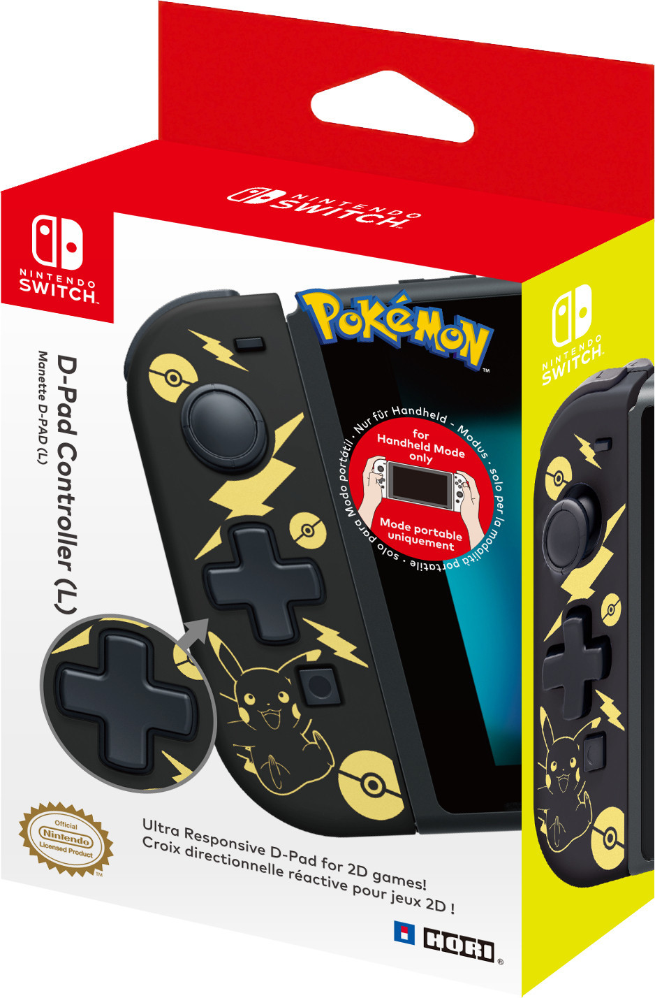 Hori D-Pad Controller Pikachu Black & Gold