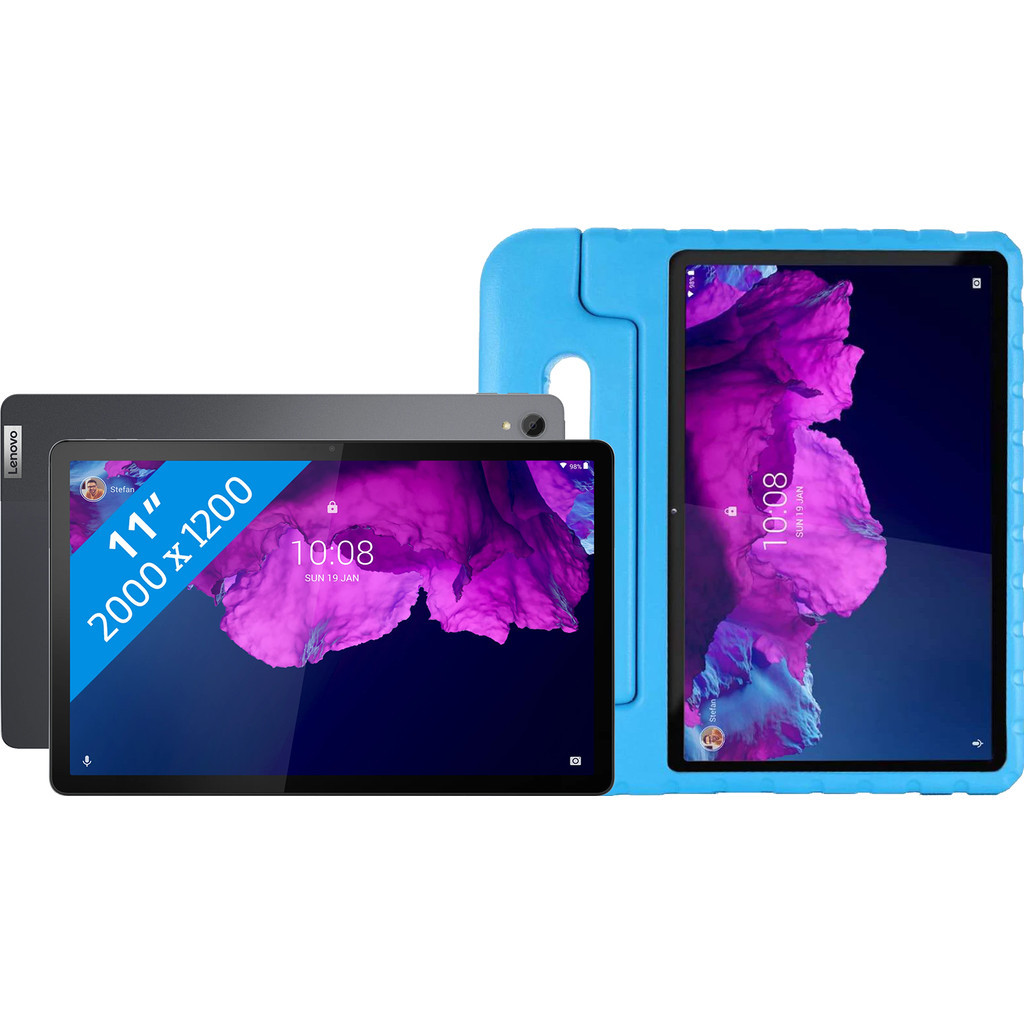 Lenovo Tab P11 128GB Wifi + 4G Grijs + Just in Case Kinderhoes Blauw