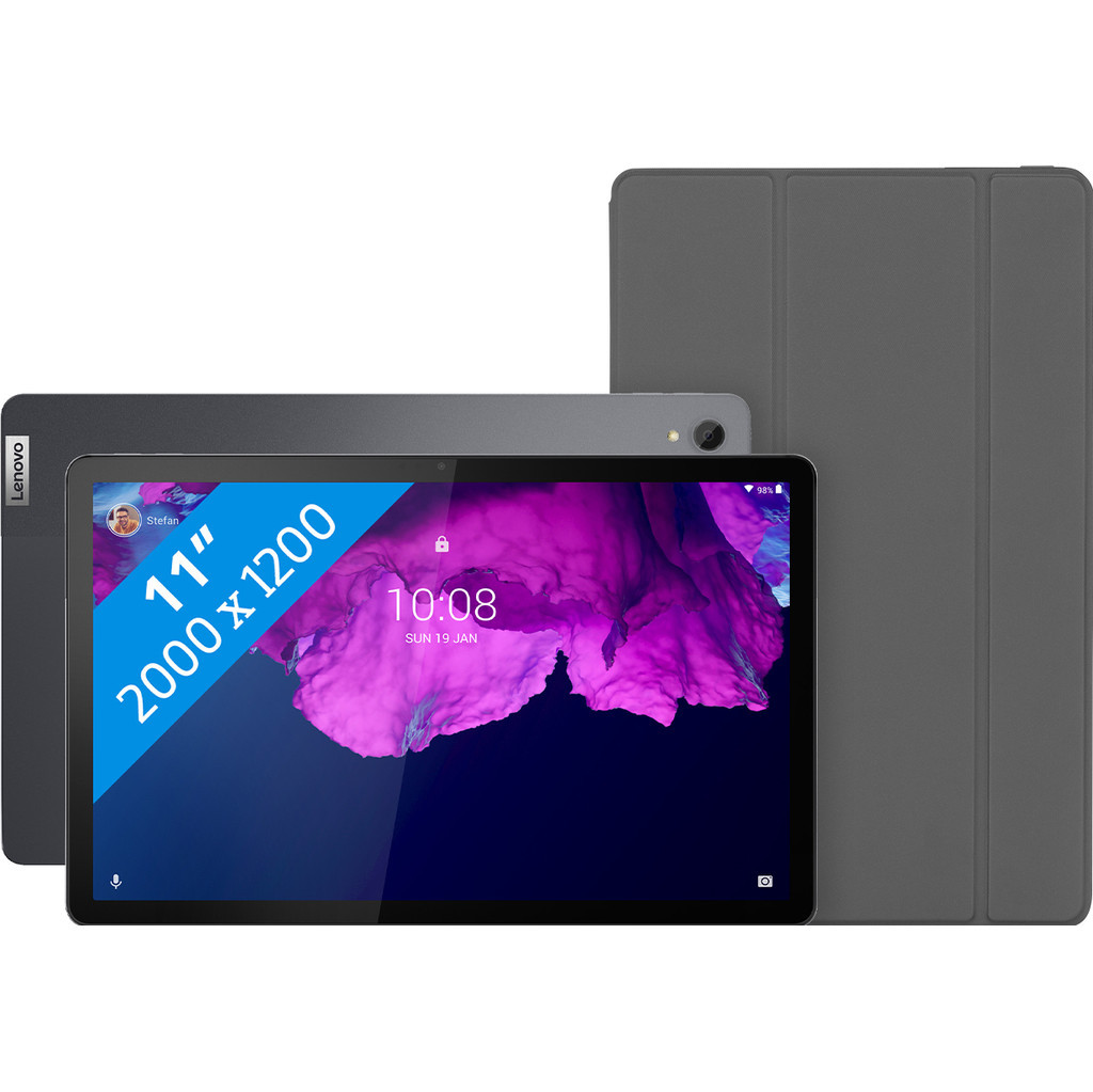 Lenovo Tab P11 Plus 128GB Wifi Grijs + Book Case Zwart
