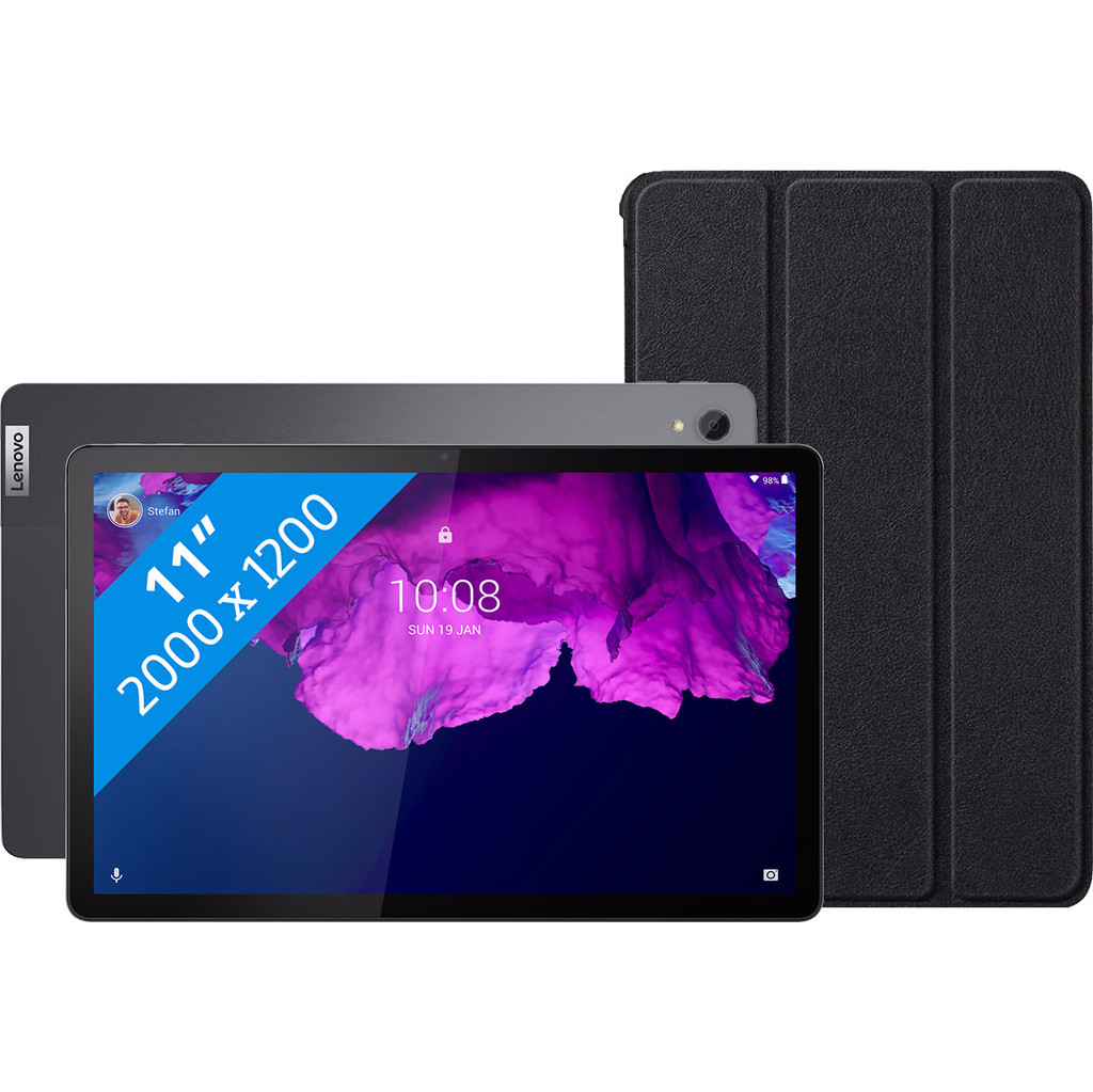 Lenovo Tab P11 Plus 128GB Wifi Grijs + Just in Case Smart Tri-Fold Book Case Zwart