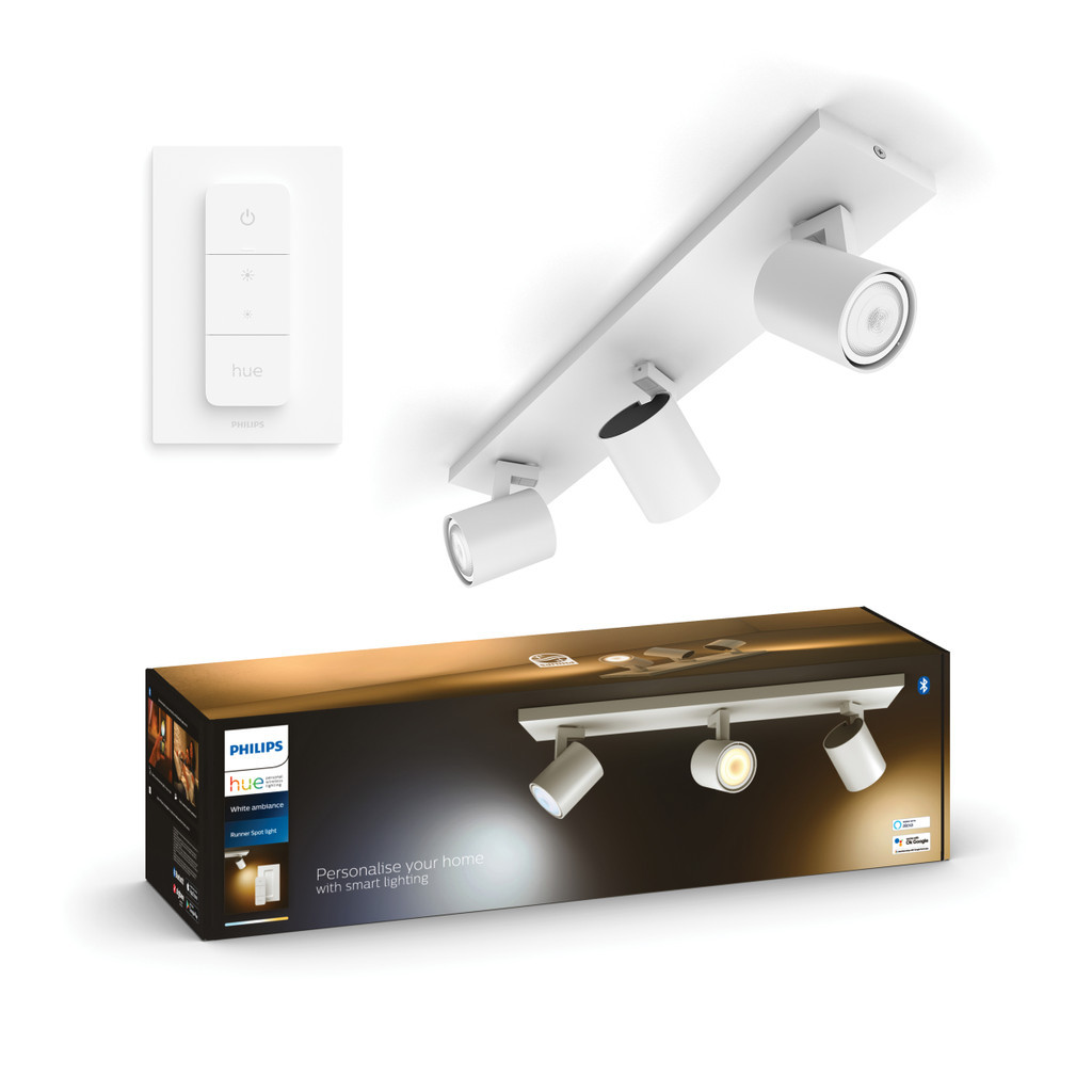 Philips Hue Runner 3-Spot opbouwspot White Ambiance Wit + dimmer