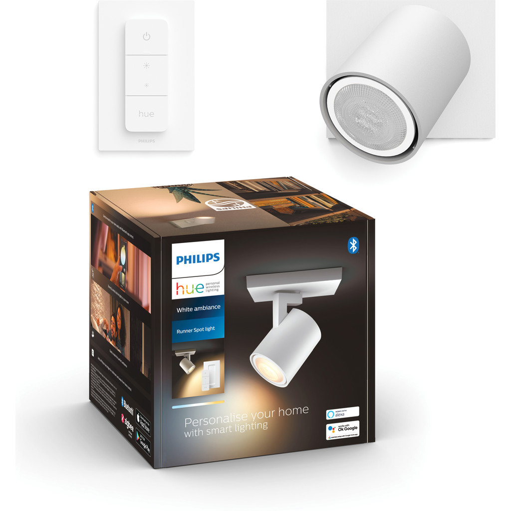 Philips Hue Runner 1-Spot opbouwspot White Ambiance Wit + dimmer