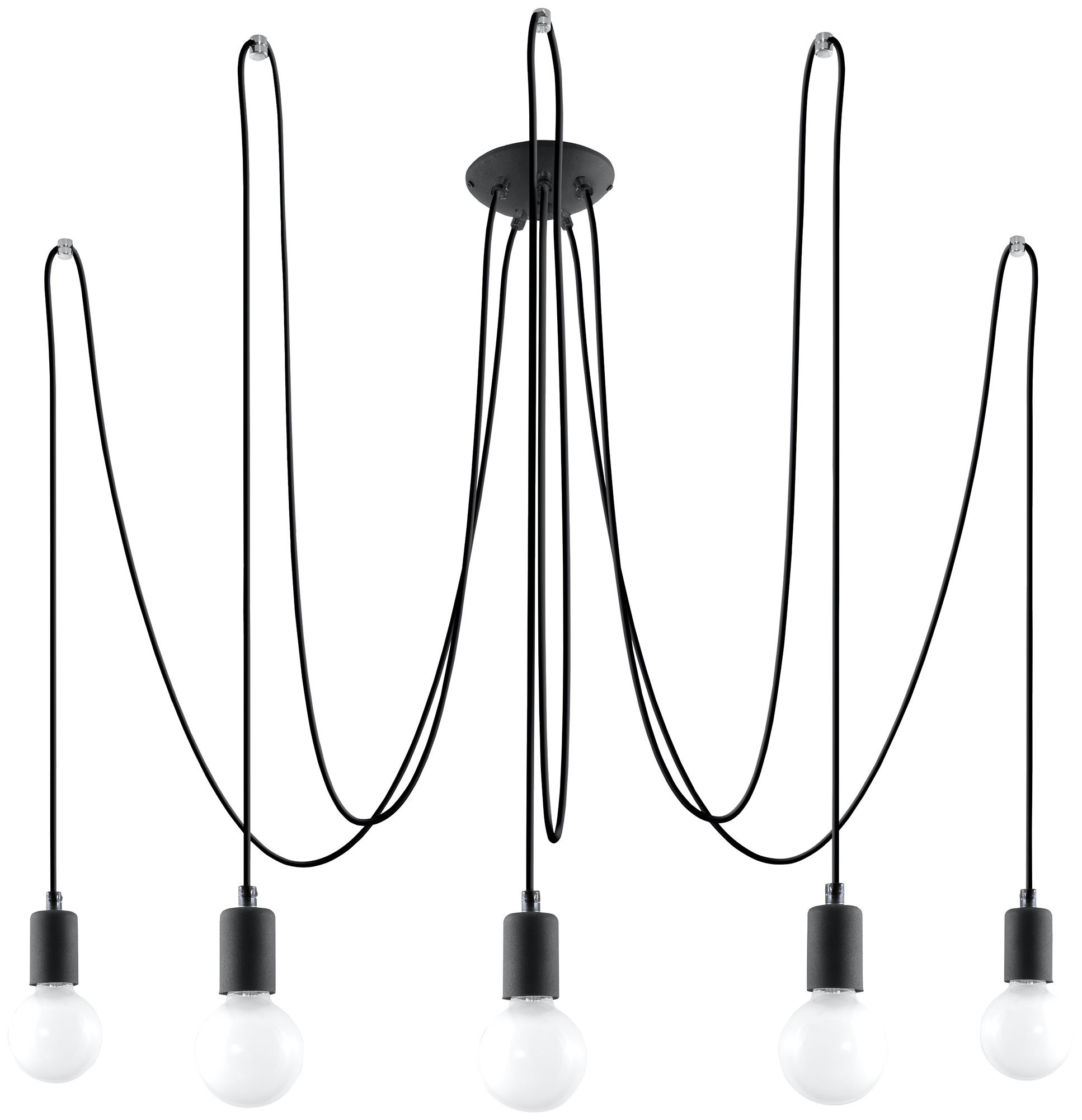 Sollux Hanglamp Edison 5 lichts E27 zwart