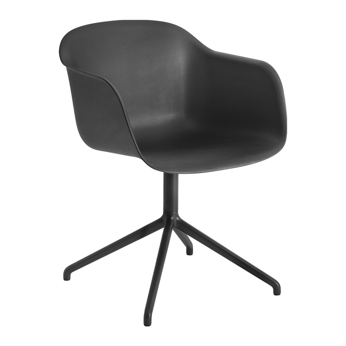 Muuto Fiber Chair Stoel, draaibaar Zwart