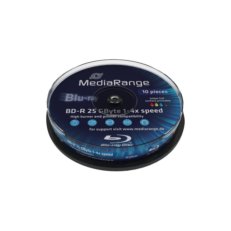 MediaRange BD-R 25 GB blu-ray media 4x, 10 stuks, bedrukbaar