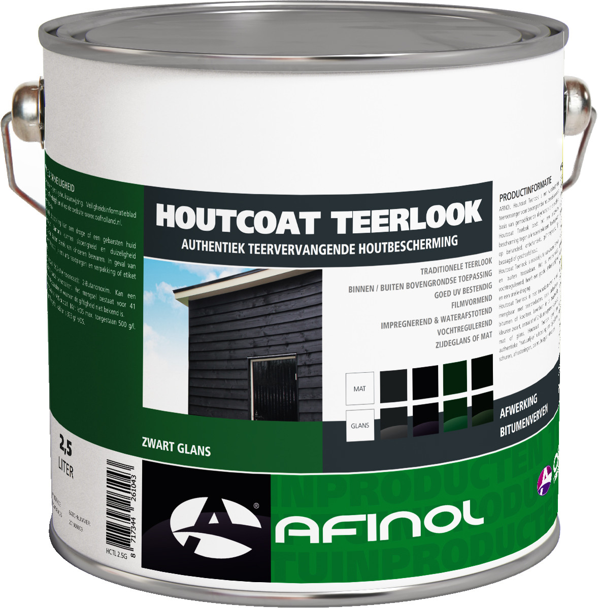 Afinol Houtcoat Teerlook Glans Zwart 2,5 liter