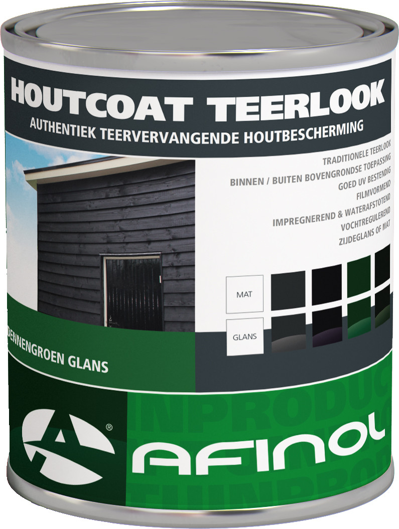 Afinol Houtcoat Teerlook Glans Antraciet 750 ml