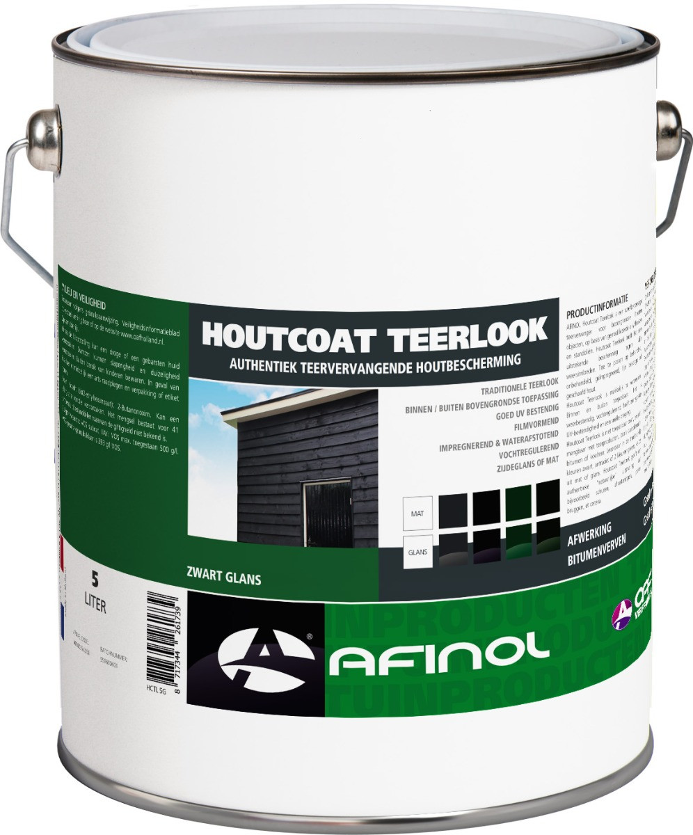 Afinol Houtcoat Teerlook Glans Zwart 5 liter