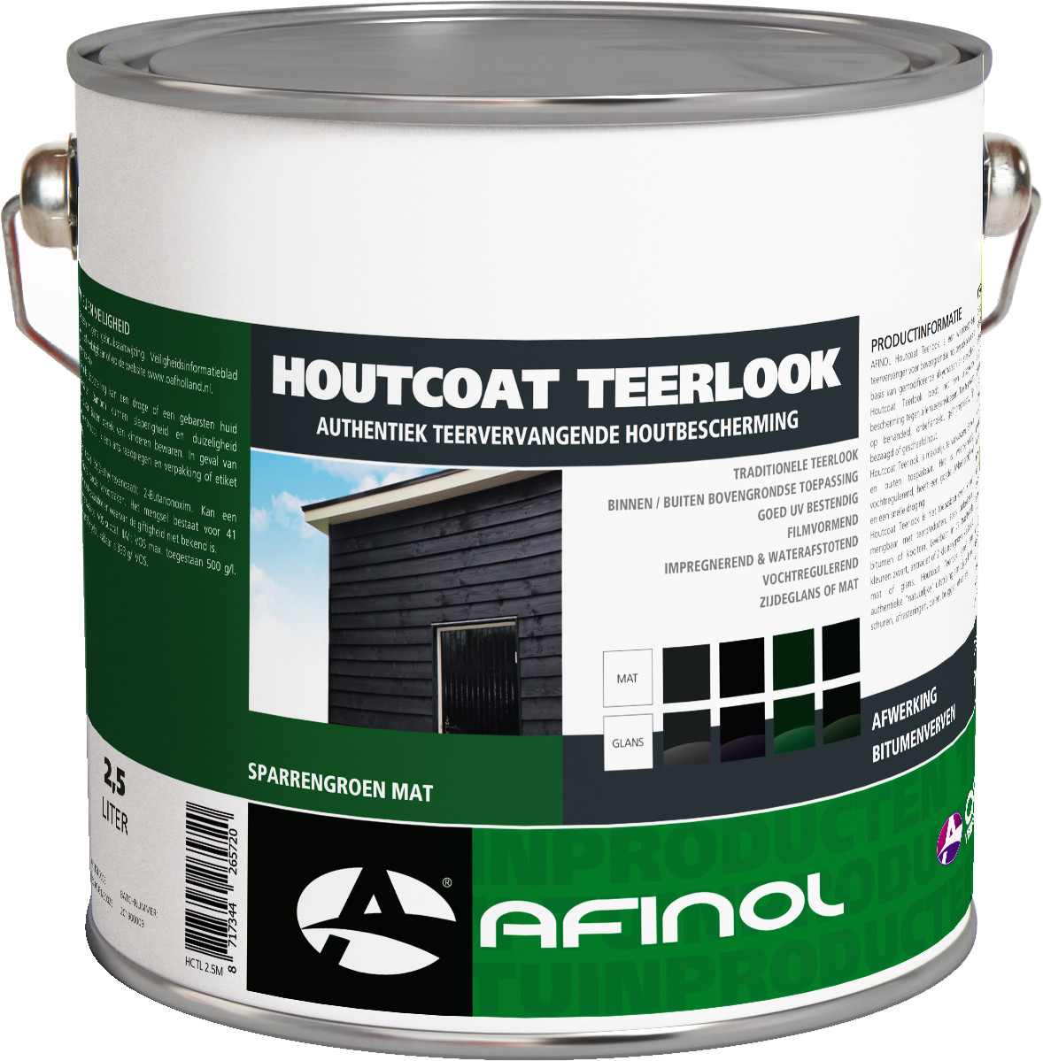 Afinol Houtcoat Teerlook Mat Dennengroen 2,5 liter