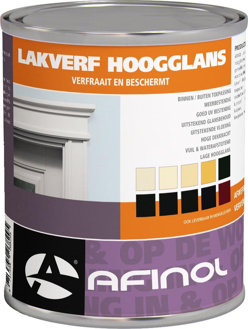 Afinol Hoogglans Lakverf Verkeerswit (RAL 9016) 750 ml