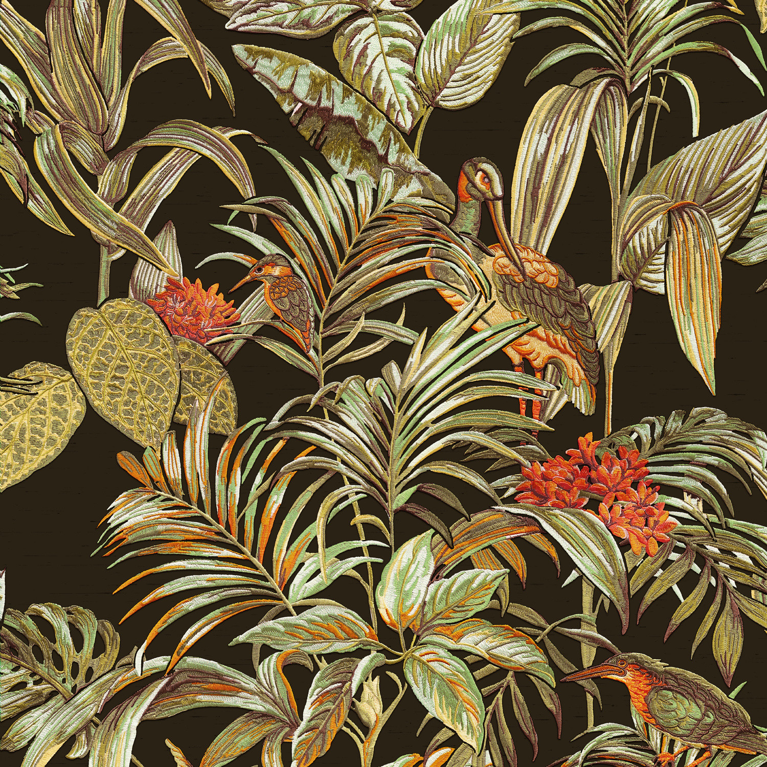 Dutch Wallcoverings Behang Embellish Bird Of Paradise Black De120015