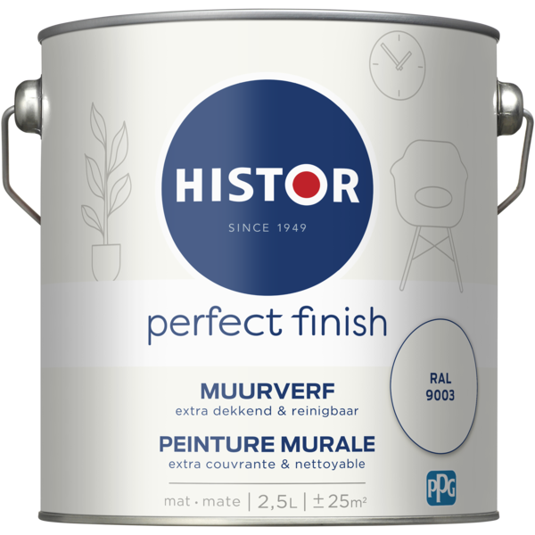 Histor Perfect Finish Muurverf Mat - Ral 9003 - 2,5 liter