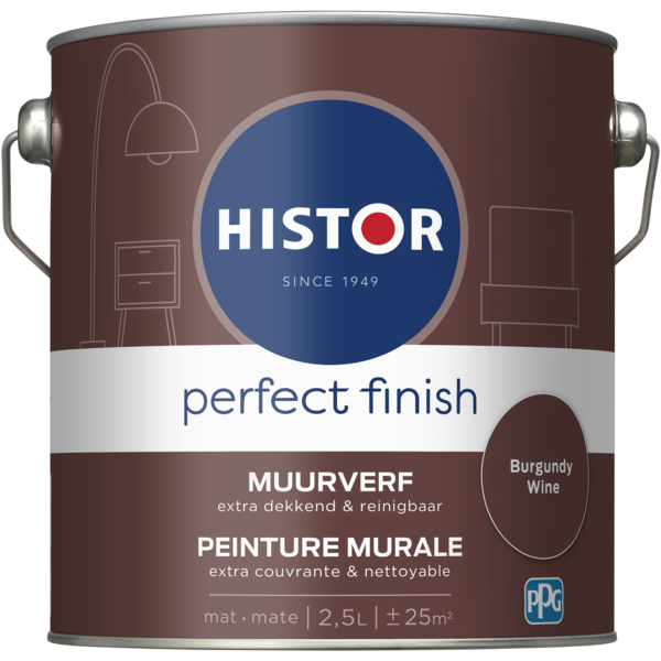 Histor Perfect Finish Muurverf Mat - Burgundy Wine - 2,5 liter