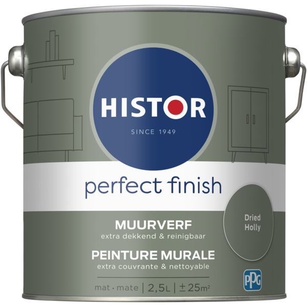 Histor Perfect Finish Muurverf Mat - Dried Holly - 2,5 liter