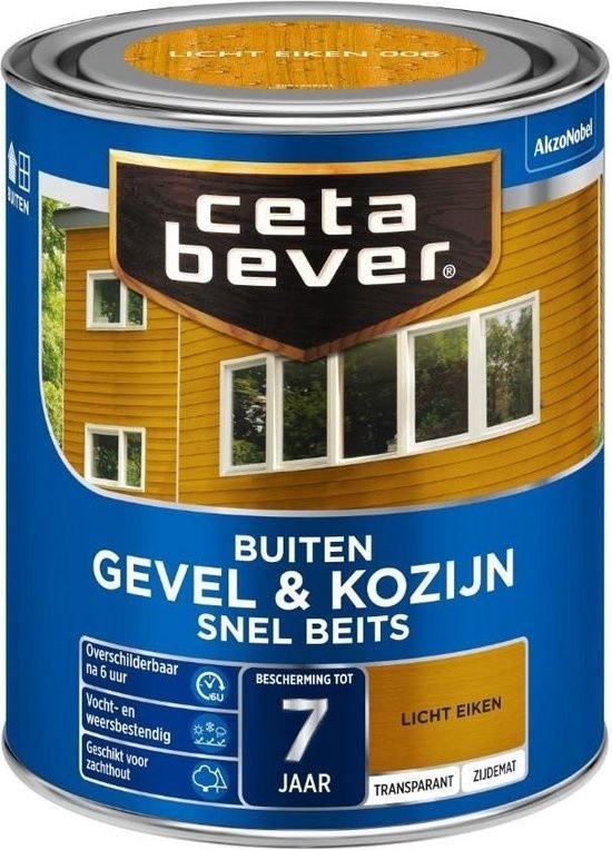 Cetabever Gevel en Kozijn Snel Beits Transparant Zijdemat - Licht Eiken