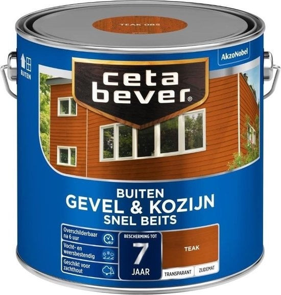 Cetabever Gevel en Kozijn Snel Beits Transparant Zijdemat - Teak