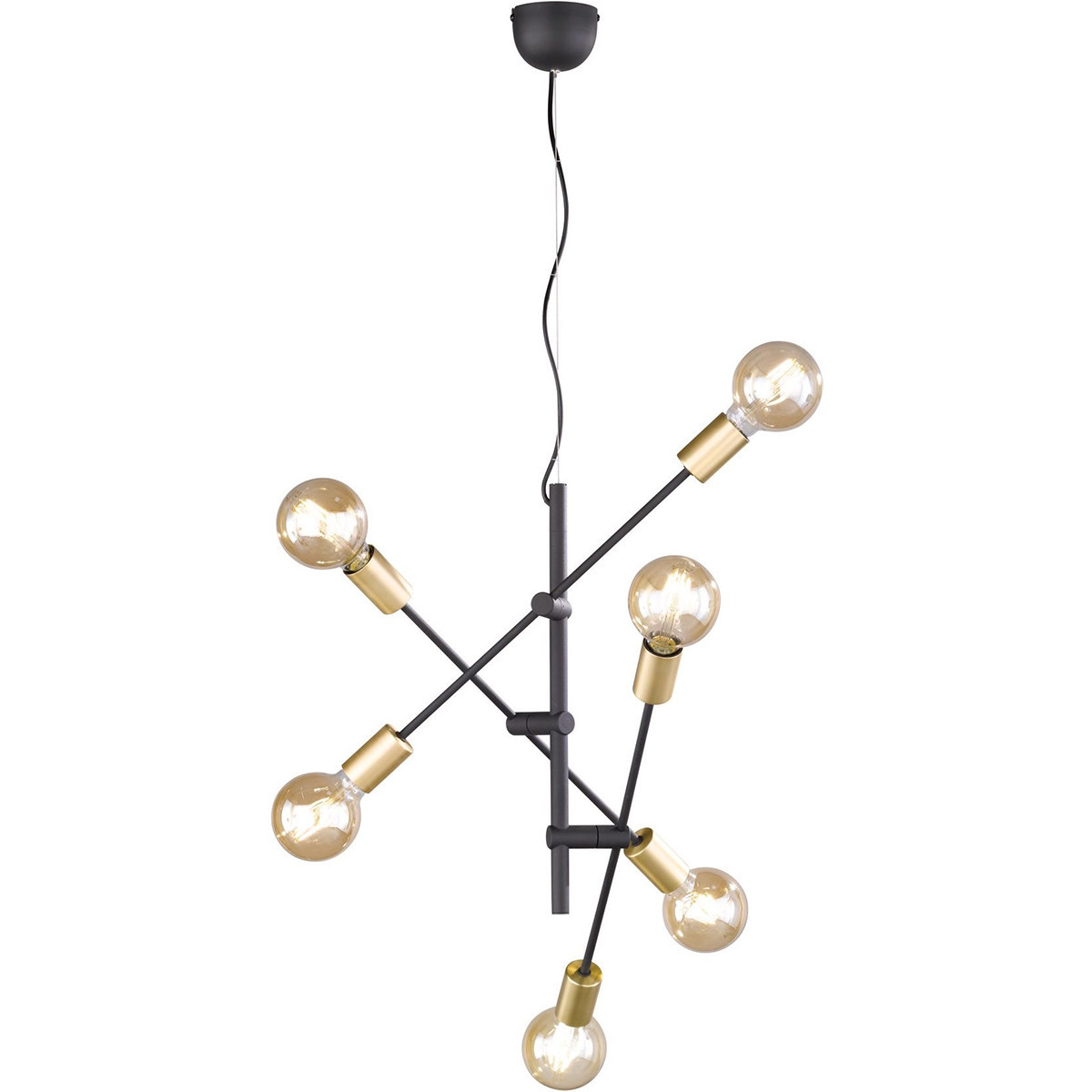 LED Hanglamp - Trion Ross - E27 Fitting - 6-lichts - Rond - Mat Goud - Aluminium