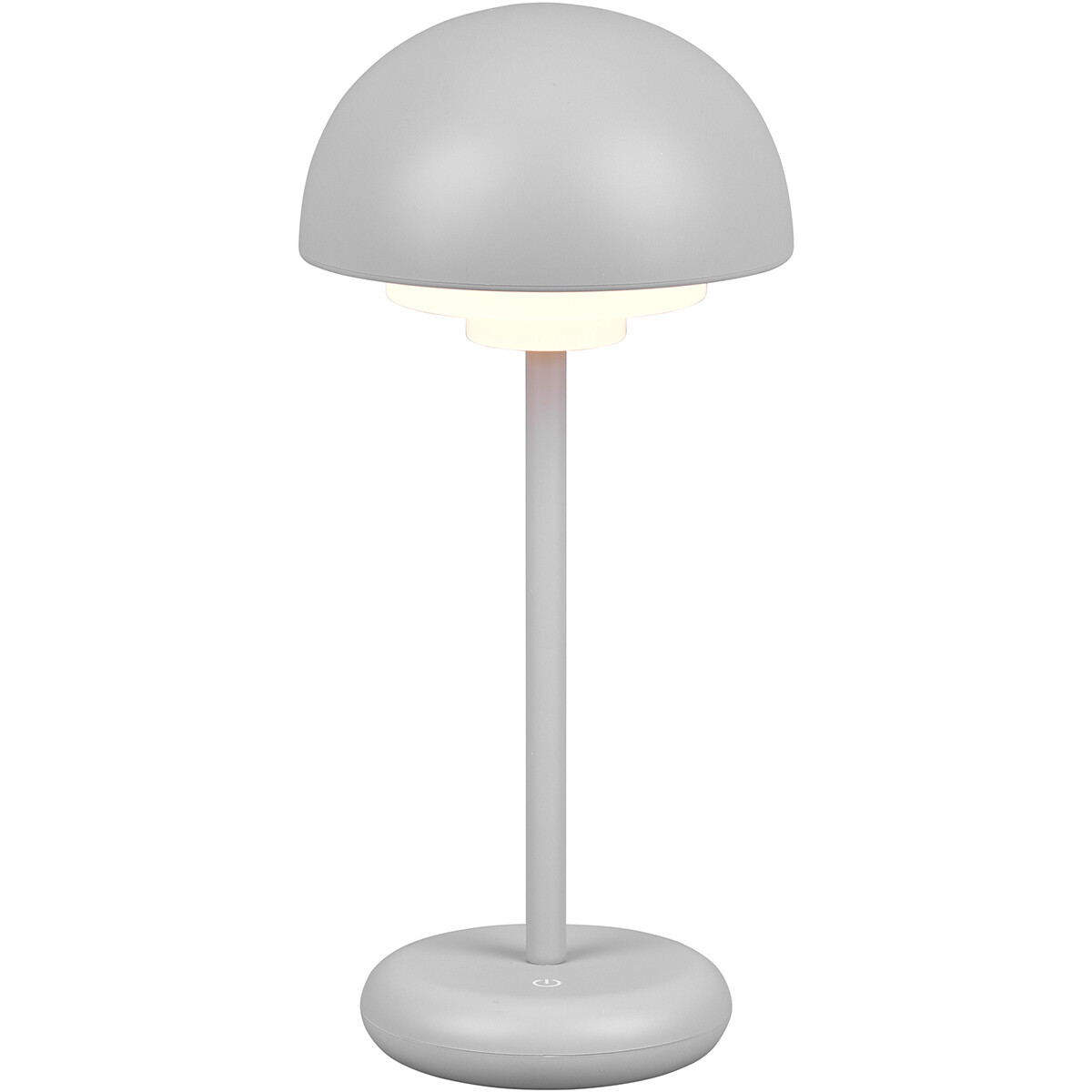 LED Tafellamp met Opbaadbare Batterijen - Trion Berna - 2W - Warm Wit 3000K - Spatwaterdicht IP44 - Dimbaar - Rond - Mat Grijs - Kunststof
