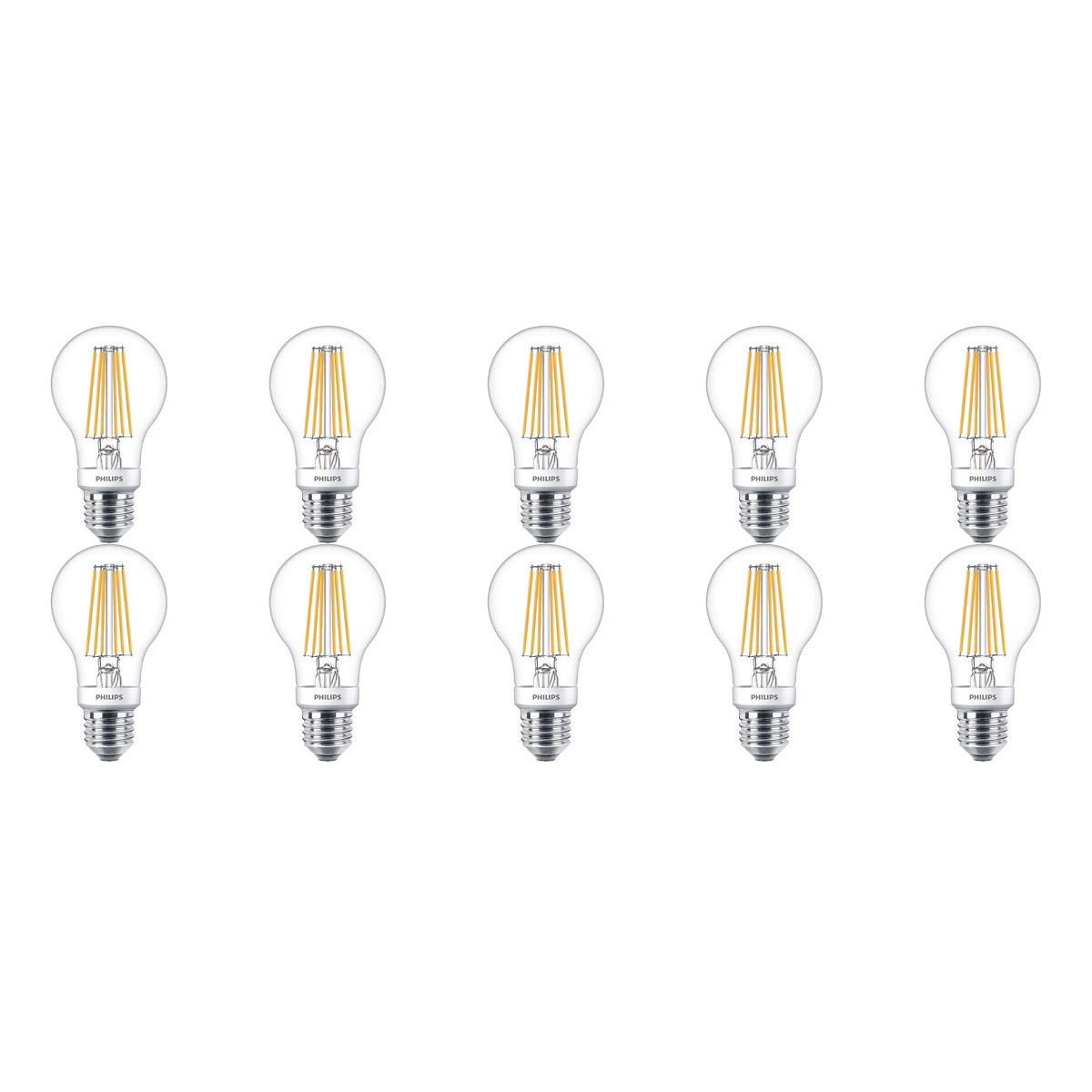 PHILIPS - LED Lamp 10 Pack - SceneSwitch Filament 827 A60 - E27 Fitting - Dimbaar - 1.6W-7.5W - Warm Wit 2200K-2700K | Vervangt 16W-60W