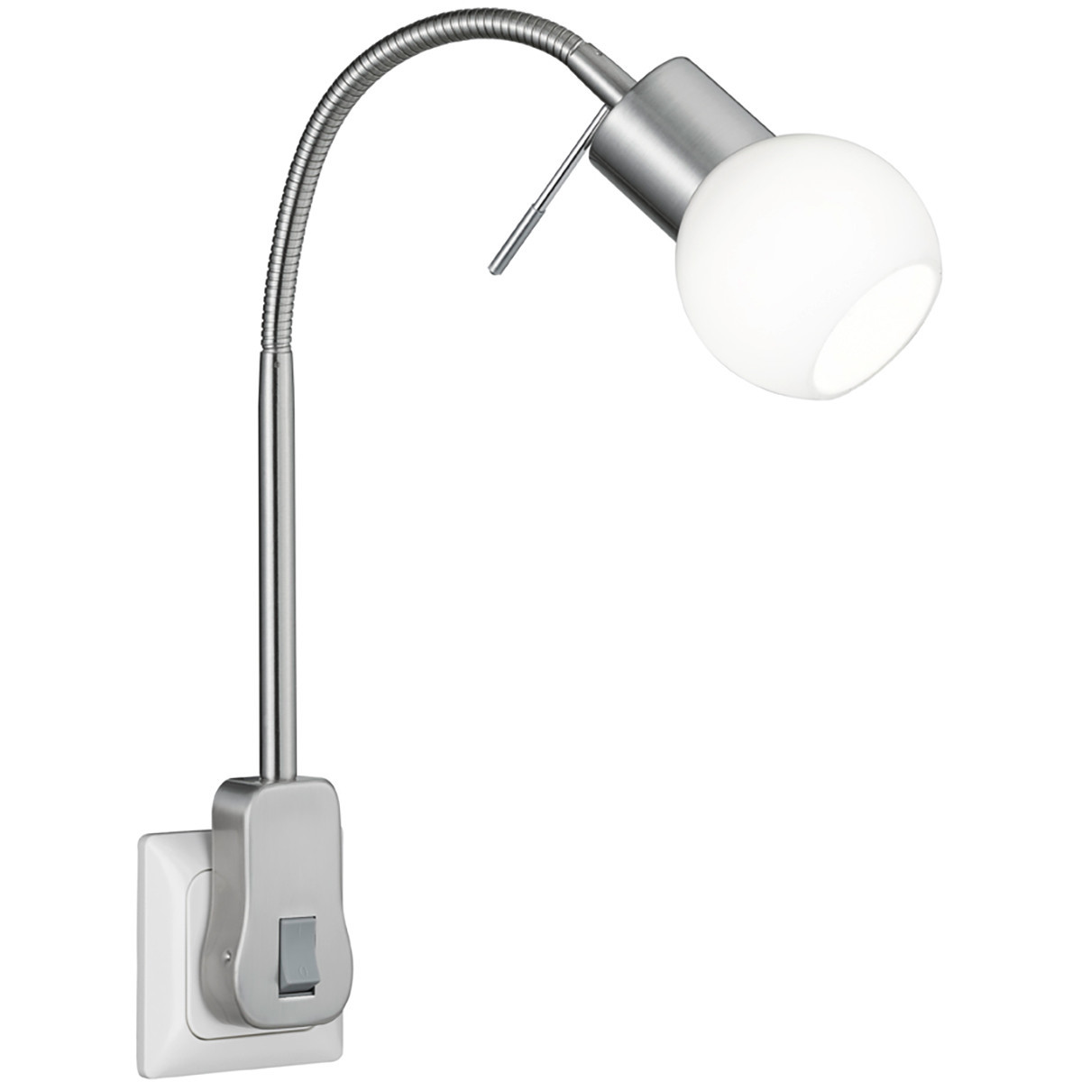 Stekkerlamp met Schakelaar - Trion Frido - G9 Fitting - 3W - Warm Wit 3000K - Dimbaar - Mat Nikkel - Aluminium