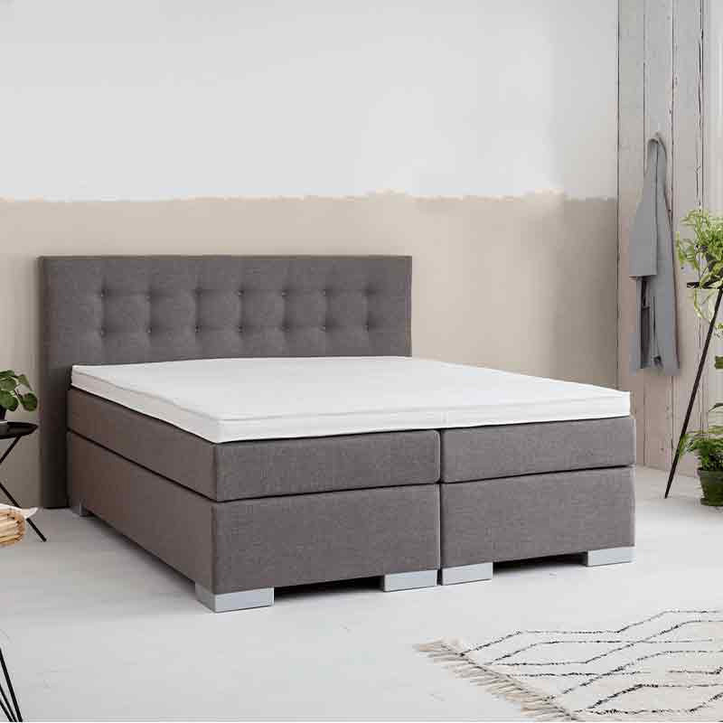 2-Persoons Boxspring - Frig Lounge - Taupe 140x210 cm - Pocketvering - Inclusief Topper - Dekbed-Discounter.nl