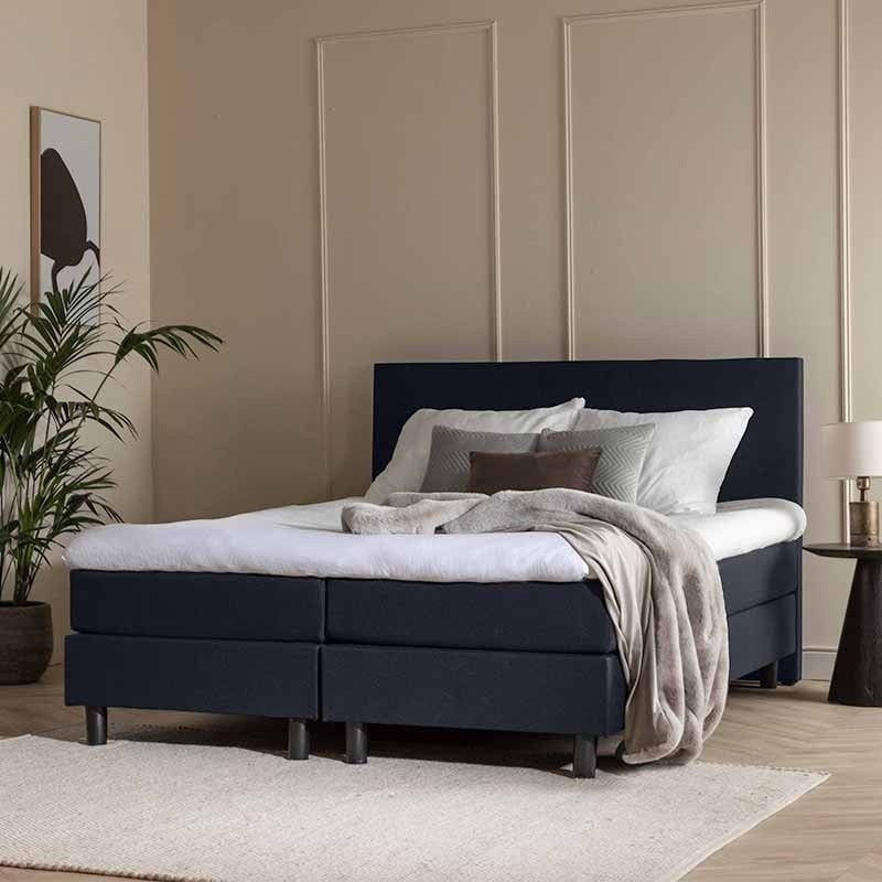 1-Persoons Boxspring Julia Comfort - Antraciet 90x210 cm - Pocketvering - Inclusief Topper - Dekbed-Discounter.nl