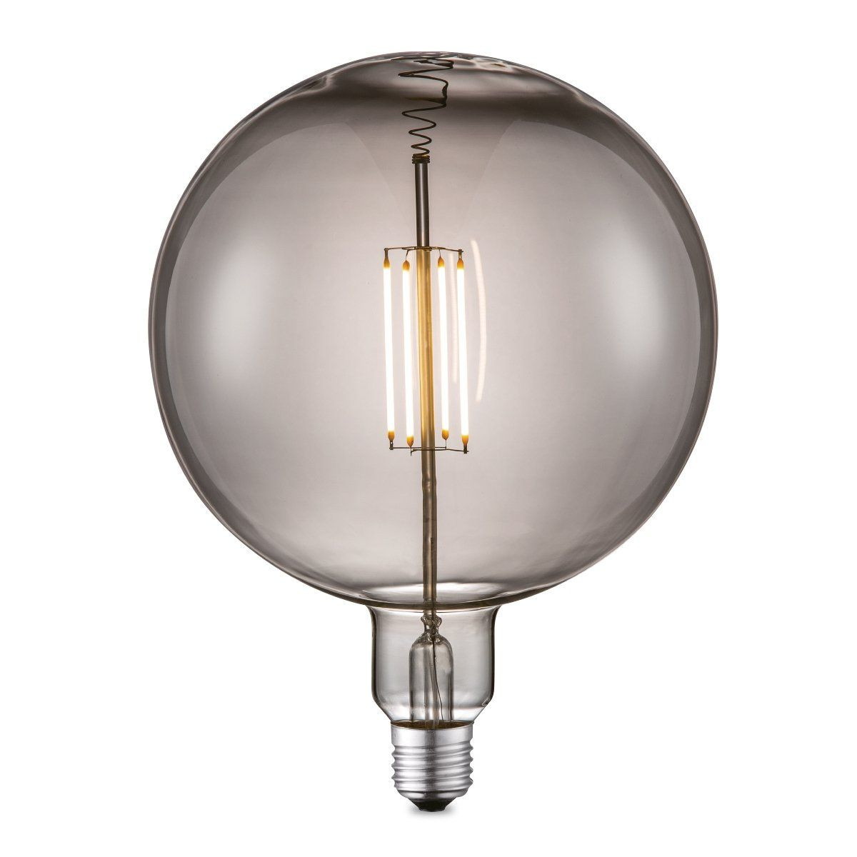 Edison Vintage LED lamp E27 LED filament lichtbron, Ovaal Carbon G180, 18/18/23cm, Rook, Retro LED lamp Dimbaar, 4W 120lm 1800K, warm wit licht, geschikt voor E27 fitting