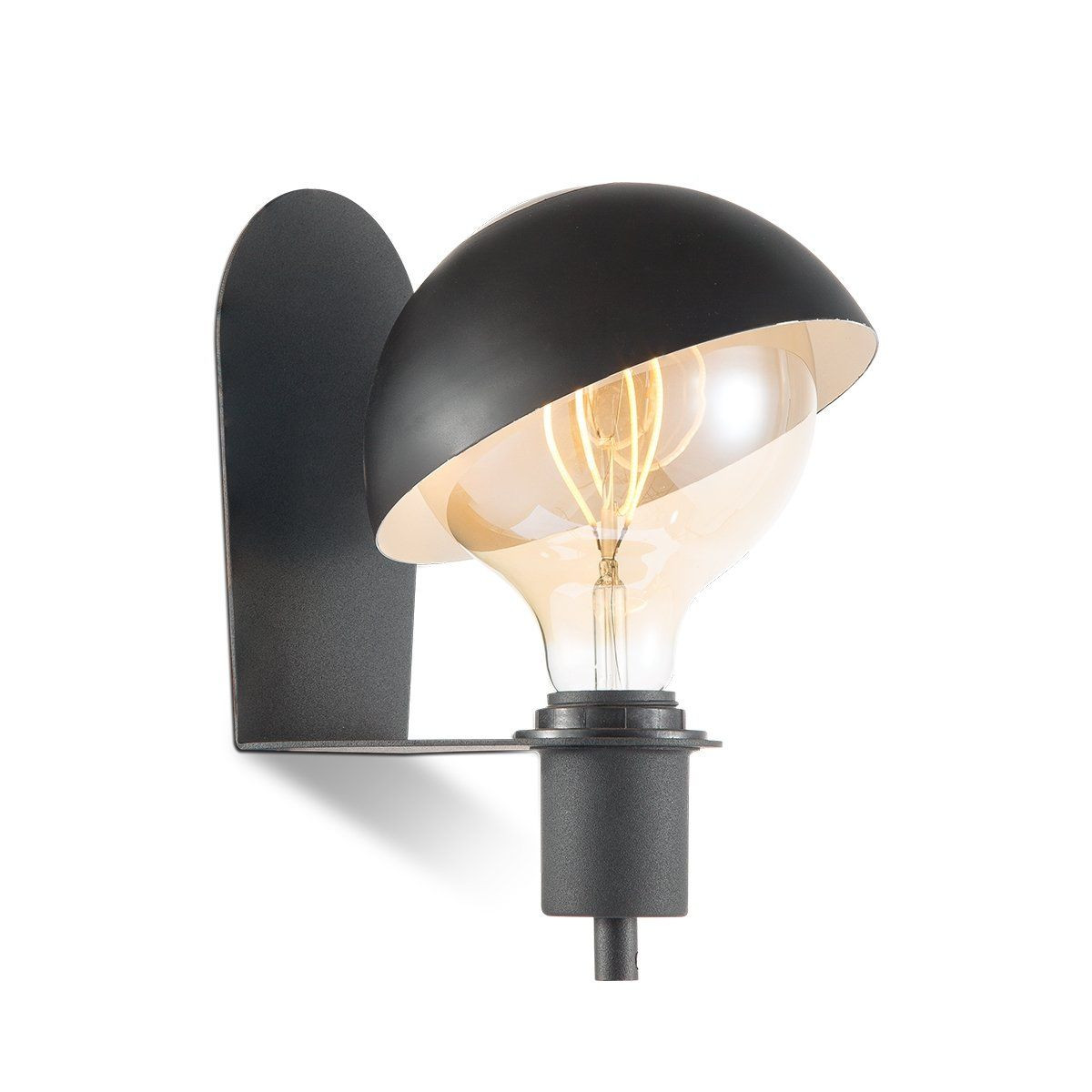Wandlamp Dyna 20/18/18cm, Zwart, Muurlamp gemaakt van metaal, geschikt voor E27 LED lichtbron, wandlamp geschikt voor woonkamer, slaapkamer