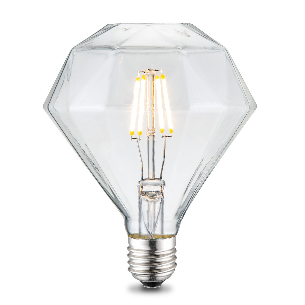 Edison Vintage LED lamp E27 LED filament lichtbron, Deco, Diamond D112, 11.2/11.2/13.8cm, Helder, Retro LED lamp Dimbaar, 4W 320lm 3000K, warm wit licht, geschikt voor E27 fitting