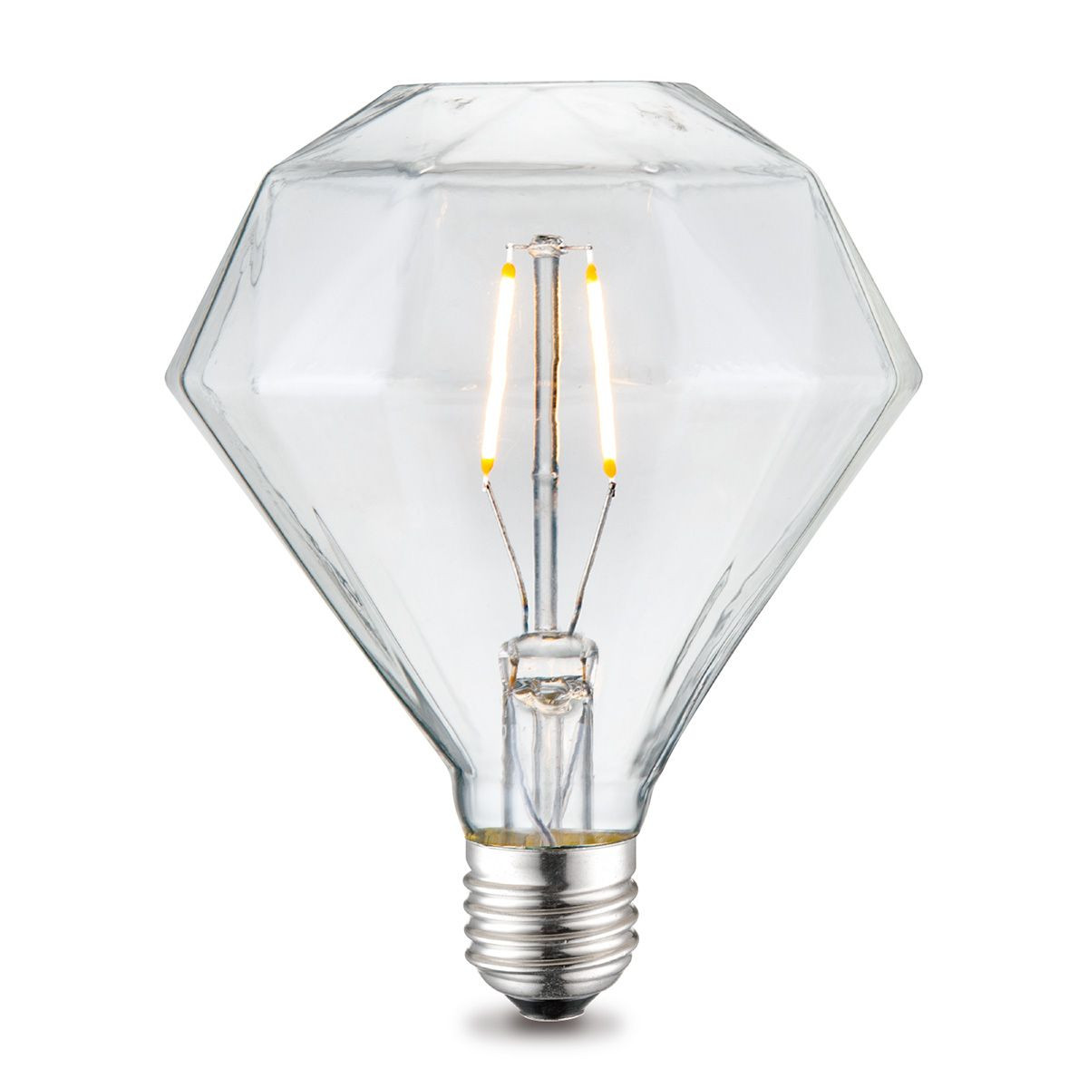 Edison Vintage LED lamp E27 LED filament lichtbron, Deco, Diamond D95, 9.5/9.5/13.5cm, Helder, Retro LED lamp Dimbaar, 4W 350lm 3000K, warm wit licht, geschikt voor E27 fitting