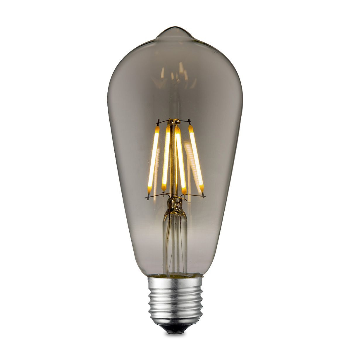 Edison Vintage LED lamp E27 LED filament lichtbron, Deco Drop ST64, 6.4/6.4/14cm, Rook, Retro LED lamp Dimbaar, 4W 150lm 1800K, warm wit licht, geschikt voor E27 fitting