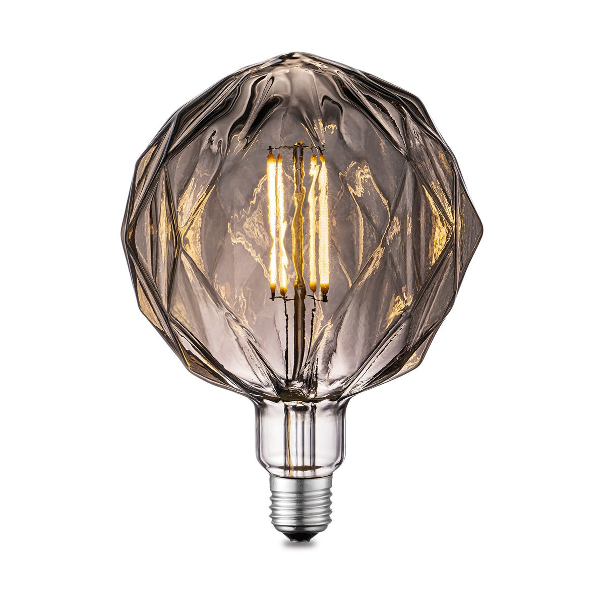 Edison Vintage LED lamp E27 LED filament lichtbron, Deco Globe G150, 15/15/20.5cm, Rook, Retro LED lamp Dimbaar, 4W 100lm 1800K, warm wit licht, geschikt voor E27 fitting