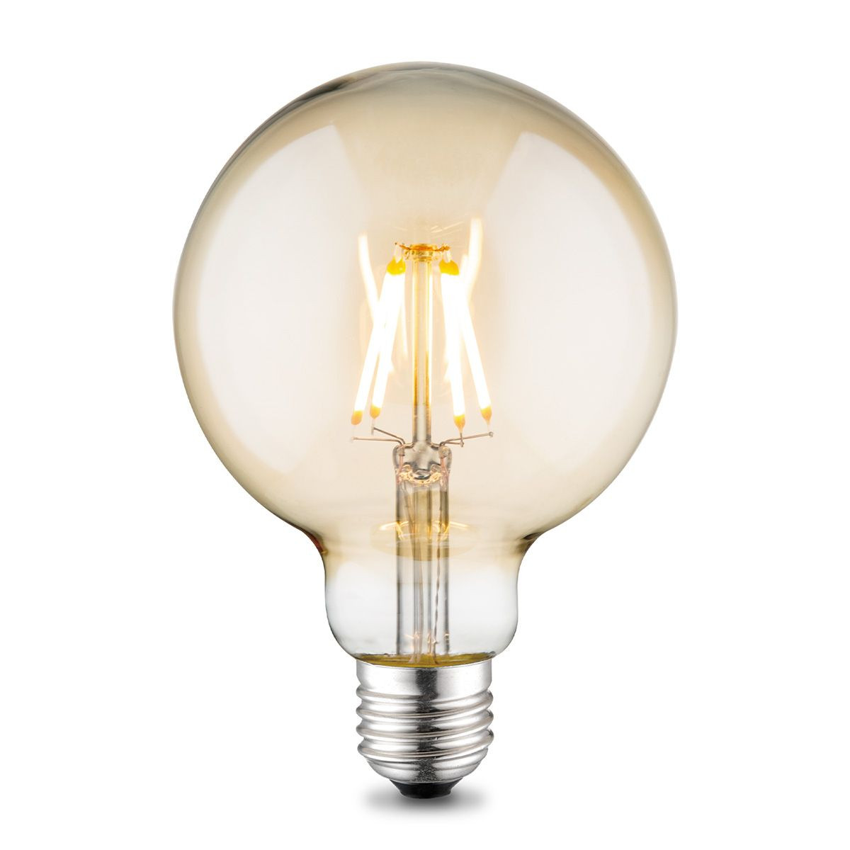 Edison Vintage LED lamp E27 LED filament lichtbron, Deco Globe G95, 9.5/9.5/13.5cm, Amber, Retro LED lamp Dimbaar, 4W 400lm 2700K, warm wit licht, geschikt voor E27 fitting