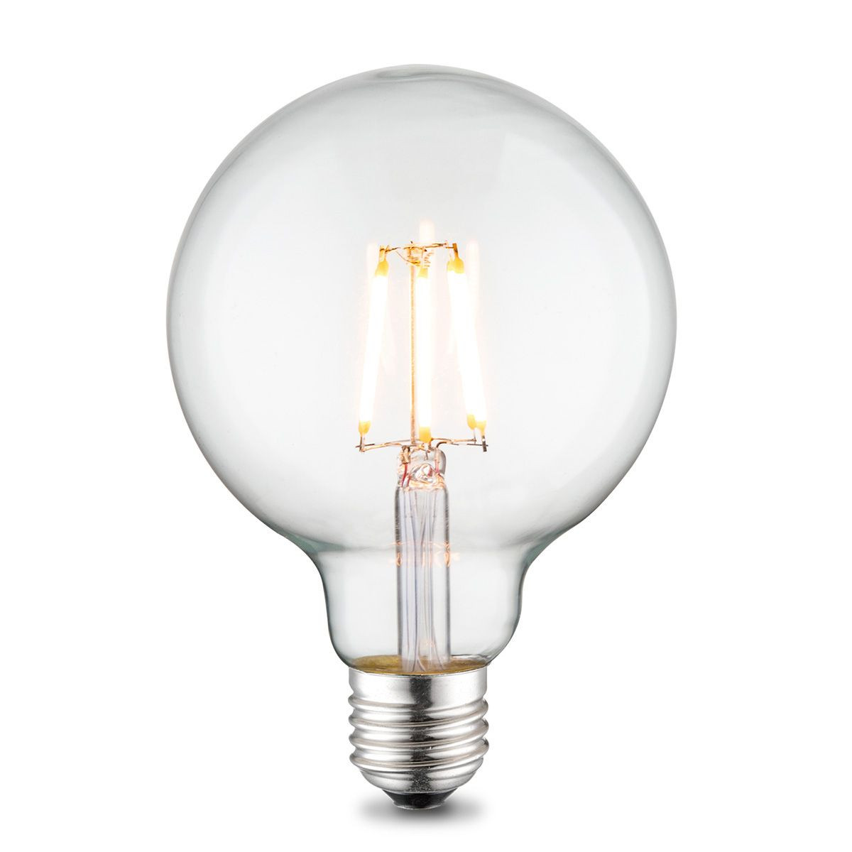 Edison Vintage LED lamp E27 LED filament lichtbron, Deco Globe G95, 9.5/9.5/13.5cm, Helder, Retro LED lamp 6W 550lm 3000K, warm wit licht, geschikt voor E27 fitting